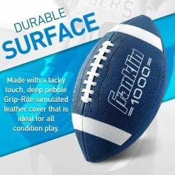 Franklin Junior Size Football With Pump - 12 Pack Deflated - Blue/White -Franklin Outlet Store 33099c2x phase1 detail1