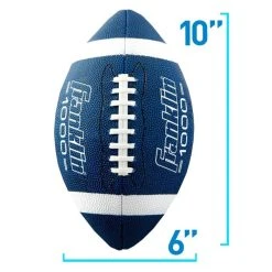 Franklin Junior Size Football With Pump - 12 Pack Deflated - Blue/White -Franklin Outlet Store 33099c2x phase1 dims