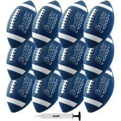 Franklin Junior Size Football With Pump - 12 Pack Deflated - Blue/White