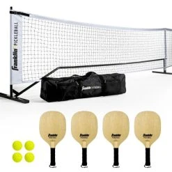 Franklin Offical Size Pickleball Net & Paddle Set - 4 Pack